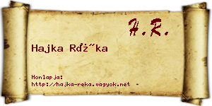 Hajka Réka névjegykártya